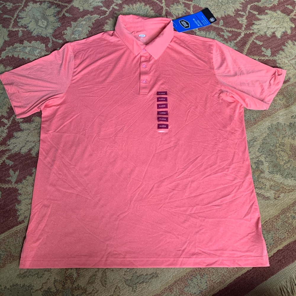 men’s pink active polo